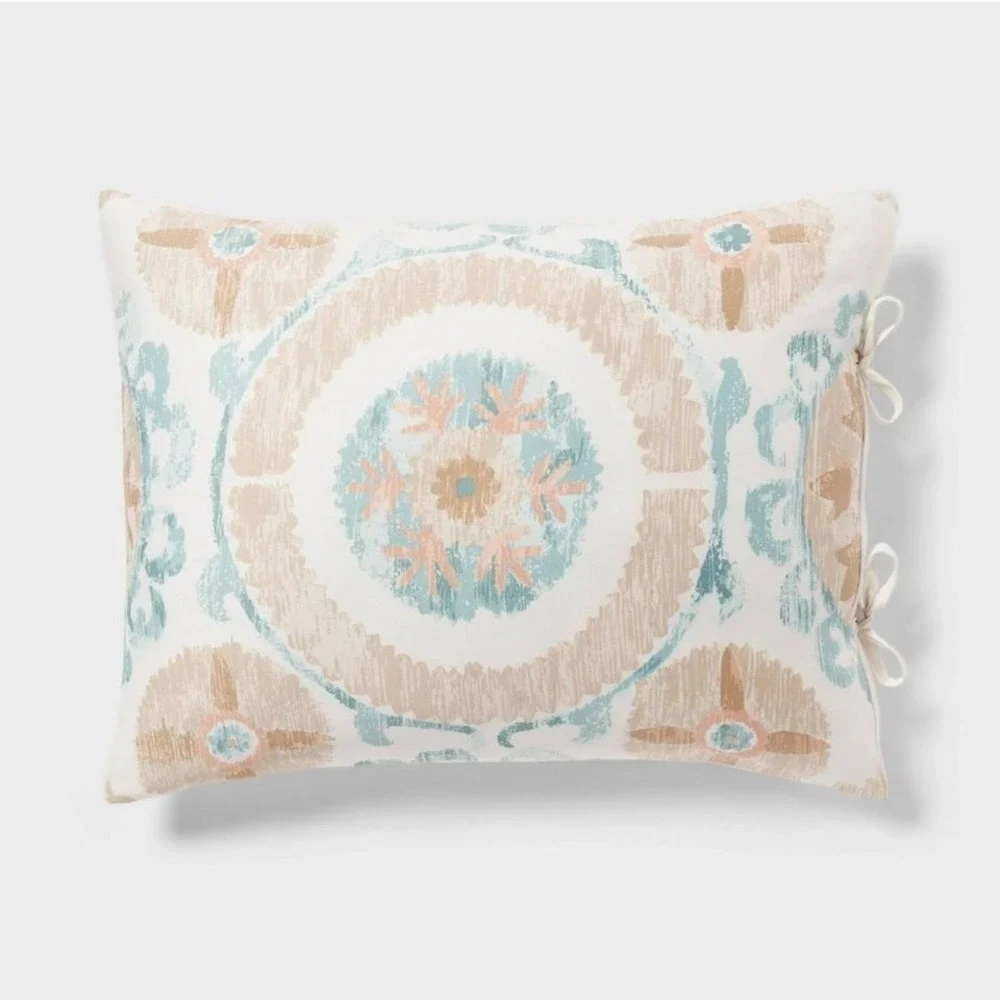 New Threshold Suzani Print Duvet Cover and Sham Set Ivory Blue‎ Full Queen